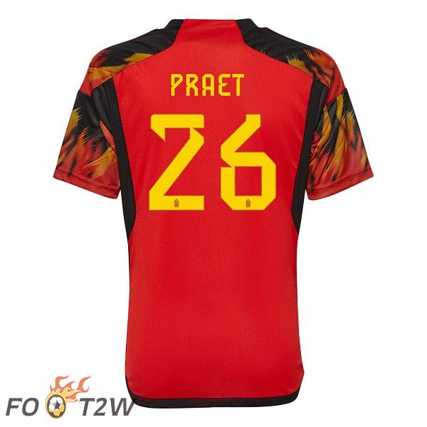 Maillots Equipe De Belgique (PRAET 26) Domicile Rouge Coupe du monde 2022