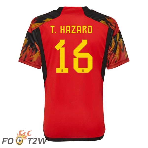 Maillots Equipe De Belgique (T. HAZARD 16) Domicile Rouge Coupe du monde 2022