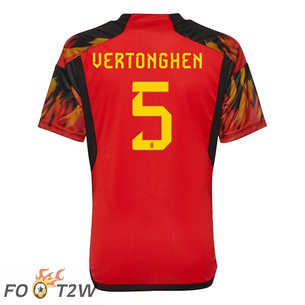 Maillots Equipe De Belgique (VERTONGHEN 5) Domicile Rouge Coupe du monde 2022