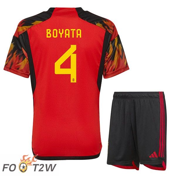 Maillots Equipe De Belgique (BOYATA 4) Enfant Domicile Rouge Coupe du monde 2022