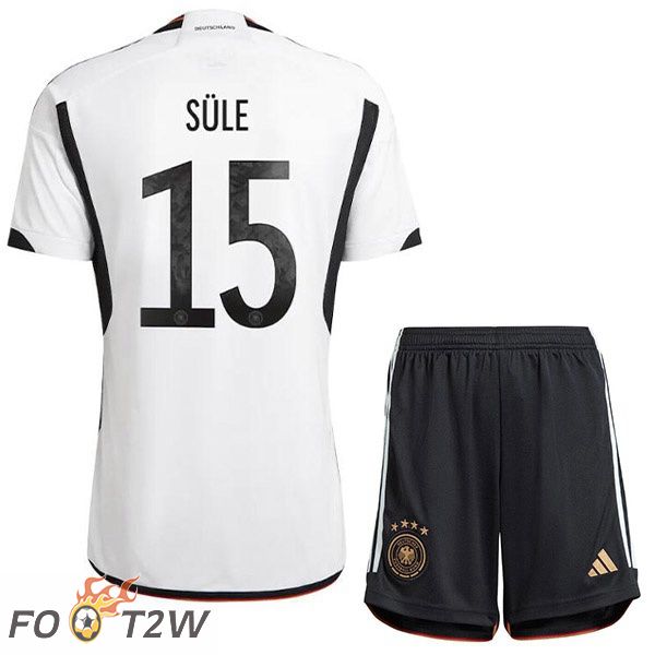 Maillot Allemagne (SULE 15) Enfant Domicile Noir Blanc Coupe du monde 2022