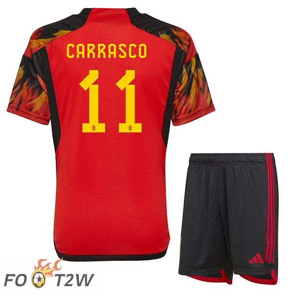 Maillots Equipe De Belgique (CARRASCO 11) Enfant Domicile Rouge Coupe du monde 2022