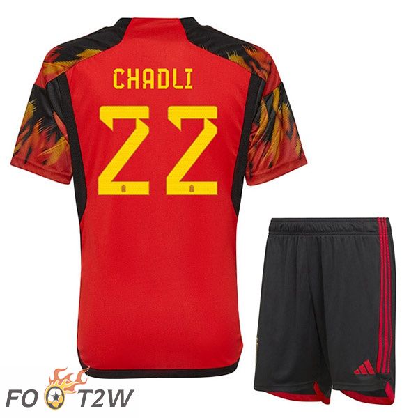 Maillots Equipe De Belgique (CHADLI 22) Enfant Domicile Rouge Coupe du monde 2022