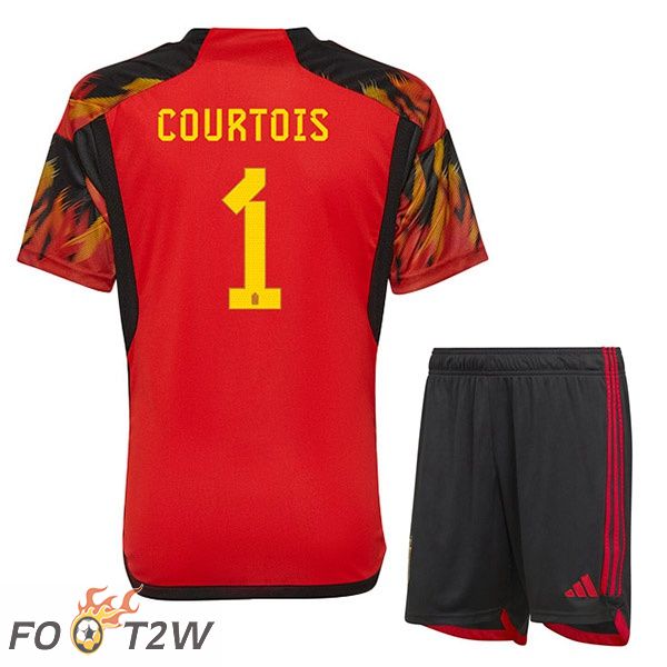 Maillots Equipe De Belgique (COURTOIS 1) Enfant Domicile Rouge Coupe du monde 2022