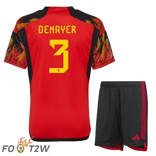 Maillots Equipe De Belgique (DENAYER 3) Enfant Domicile Rouge Coupe du monde 2022