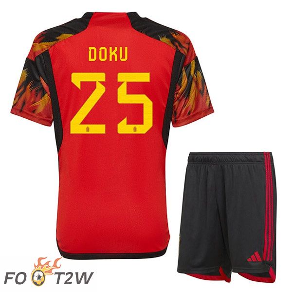 Maillots Equipe De Belgique (DOKU 25) Enfant Domicile Rouge Coupe du monde 2022