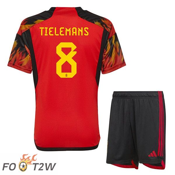 Maillots Equipe De Belgique (TIELEMANS 8) Enfant Domicile Rouge Coupe du monde 2022