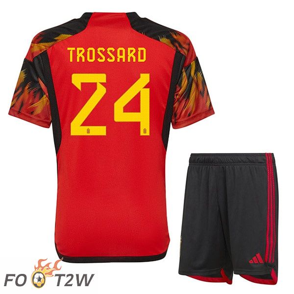 Maillots Equipe De Belgique (TROSSARD 24) Enfant Domicile Rouge Coupe du monde 2022