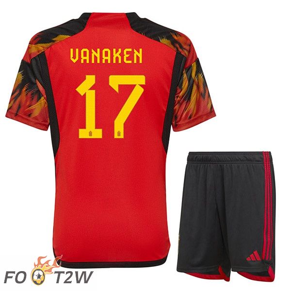 Maillots Equipe De Belgique (VANAKEN 17) Enfant Domicile Rouge Coupe du monde 2022