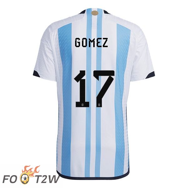 Maillot Foot Equipe de Argentine (GOMEZ 17) Domicile Bleu Blanc Coupe du monde 2022