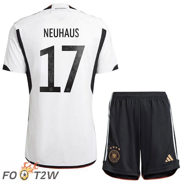 Maillot Allemagne (NEUHAUS 17) Enfant Domicile Noir Blanc Coupe du monde 2022