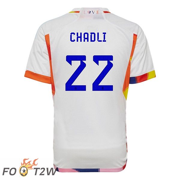 Maillots Equipe De Belgique (CHADLI 22) Exterieur Blanc Coupe du monde 2022