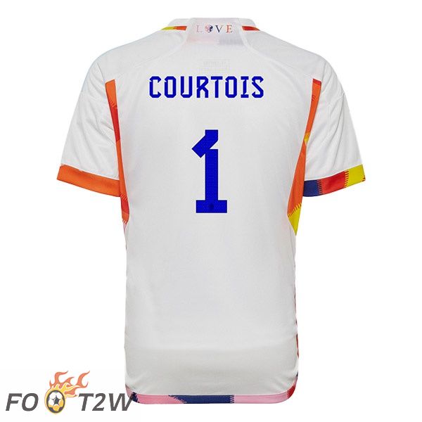 Maillots Equipe De Belgique (COURTOIS 1) Exterieur Blanc Coupe du monde 2022