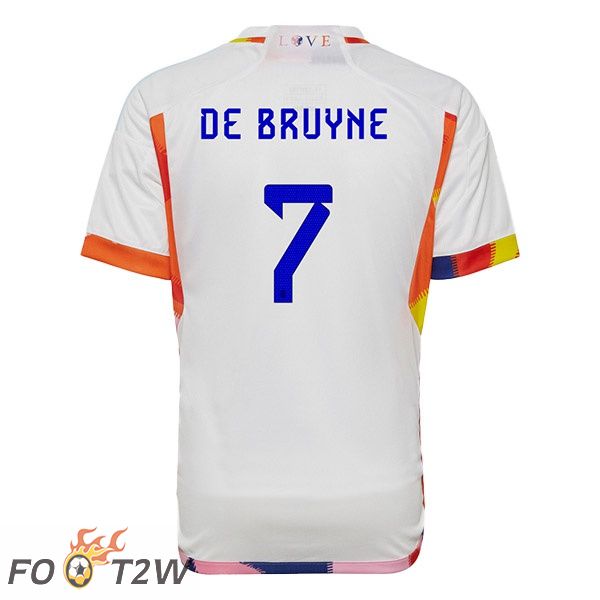 Maillots Equipe De Belgique (DE BRUYNE 7) Exterieur Blanc Coupe du monde 2022