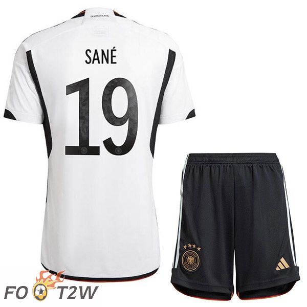 Maillot Allemagne (SANÉ 19) Enfant Domicile Noir Blanc Coupe du monde 2022