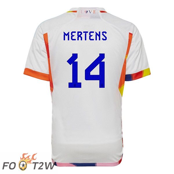 Maillots Equipe De Belgique (MERTENS 14) Exterieur Blanc Coupe du monde 2022