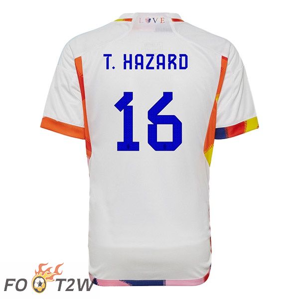 Maillots Equipe De Belgique (T. HAZARD 16) Exterieur Blanc Coupe du monde 2022