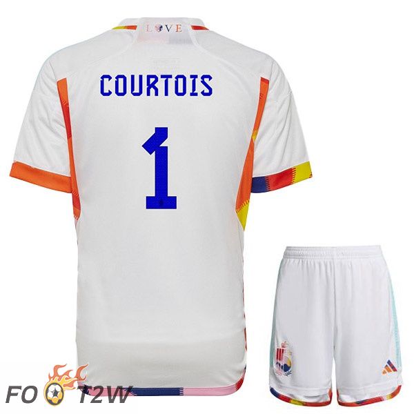 Maillots Equipe De Belgique (COURTOIS 1) Enfant Exterieur Blanc Coupe du monde 2022