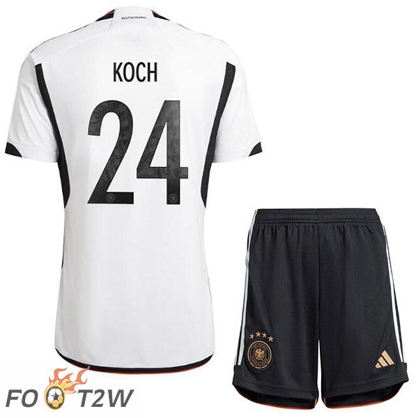 Maillot Allemagne (KOCH 24) Enfant Domicile Noir Blanc Coupe du monde 2022