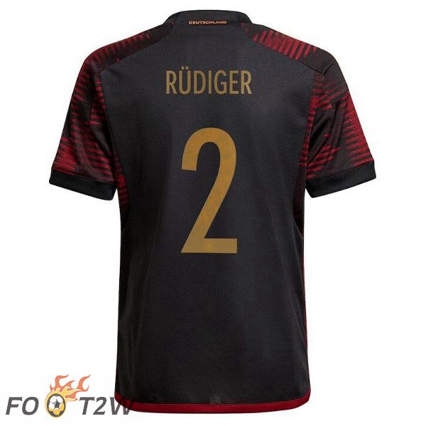 Maillot Allemagne (RÜDIGER 2) Exterieur Noir Coupe du monde 2022