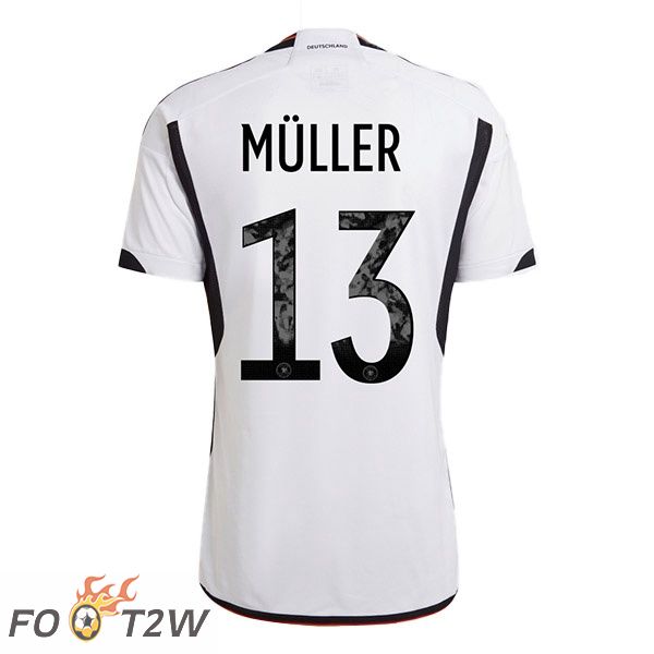 Maillots Equipe De Allemagne (MÜLLER 13) Domicile Noir Blanc Coupe du monde 2022