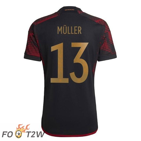 Maillots Equipe De Allemagne (MÜLLER 13) Exterieur Noir Coupe du monde 2022