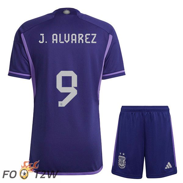 Maillot Foot Equipe De Argentine (J. ALVAREZ 9) Enfant Exterieur Coupe Du Monde 2022