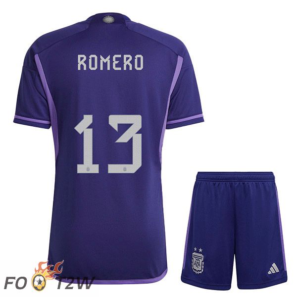 Maillot Foot Equipe De Argentine (ROMERO 13) Enfant Exterieur Coupe Du Monde 2022