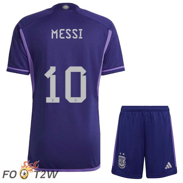 Maillot Foot Equipe De Argentine (MESSI 10) Enfant Exterieur Coupe Du Monde 2022