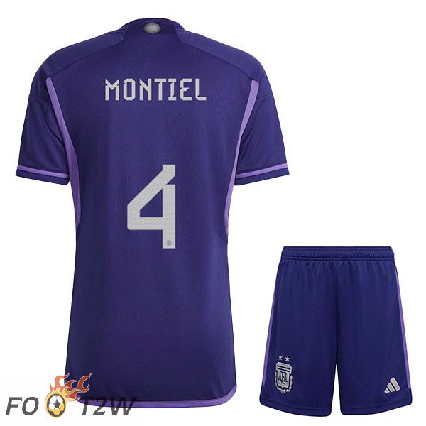 Maillot Foot Equipe De Argentine (MONTIEL 4) Enfant Exterieur Coupe Du Monde 2022