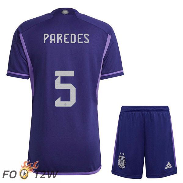 Maillot Foot Equipe De Argentine (PAREDES 5) Enfant Exterieur Coupe Du Monde 2022