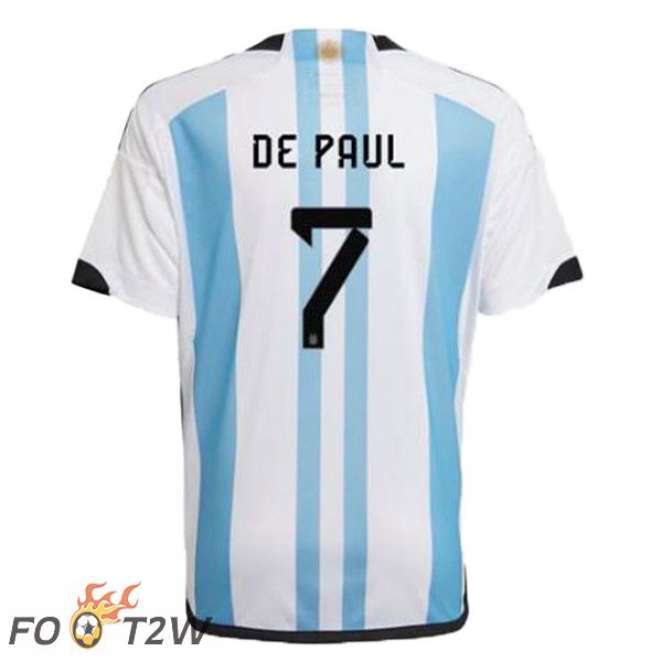 Maillot Foot Equipe De Argentine (DE PAUL 7) Domicile Coupe Du Monde 2022