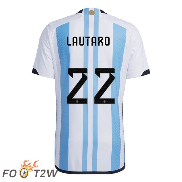 Maillot Foot Equipe de Argentine (LAUTARO 22) Domicile Bleu Blanc Coupe du monde 2022