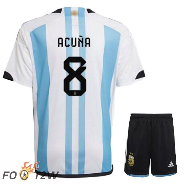 Maillot Foot Equipe De Argentine (ACUÑA 8) Enfant Domicile Coupe Du Monde 2022