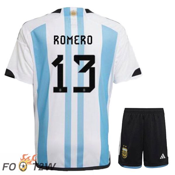 Maillot Foot Equipe De Argentine (ROMERO 13) Enfant Domicile Coupe Du Monde 2022