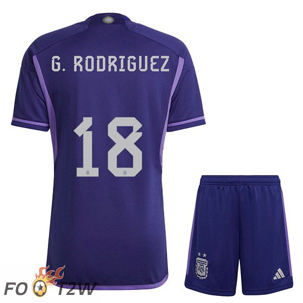 Maillot Foot Equipe De Argentine (G. RODRIGUEZ 18) Enfant Exterieur Coupe Du Monde 2022