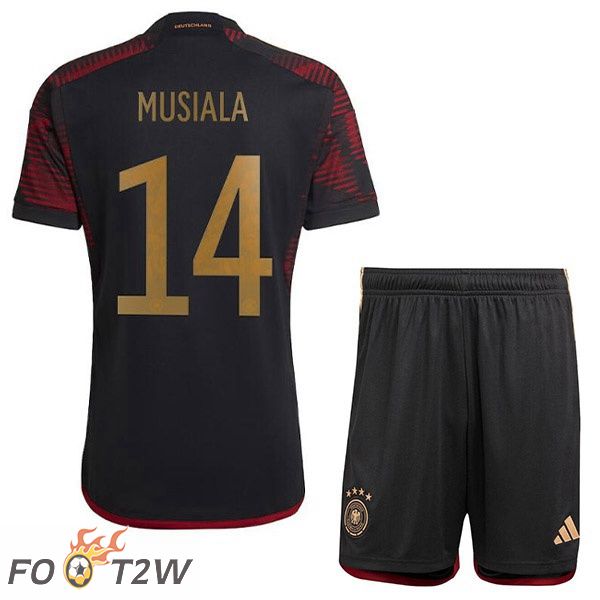 Maillot Allemagne (MUSIALA 14) Enfant Exterieur Noir Coupe du monde 2022