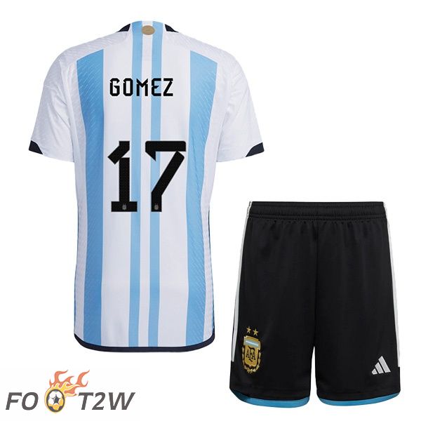 Maillot Foot Equipe de Argentine (GOMEZ 17) Enfant Domicile Bleu Blanc Coupe du monde 2022