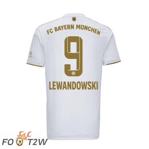 Maillot De Foot Bayern Munich (Lewandowski 9) Exterieur Blanc 22/23