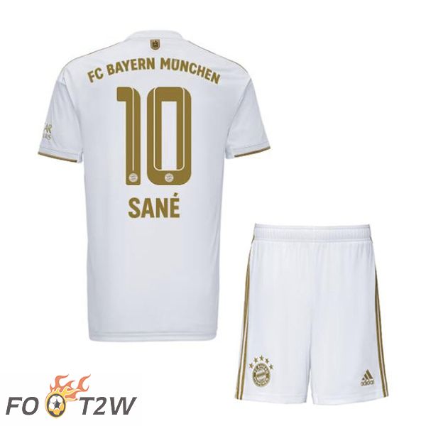 Maillot De Foot Bayern Munich (Sané 10) Enfant Exterieur Blanc 22/23