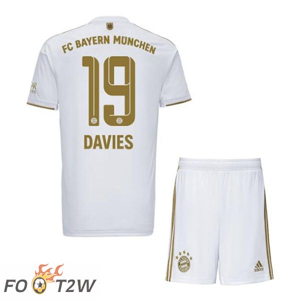 Maillot De Foot Bayern Munich (Davies 19) Enfant Exterieur Blanc 22/23