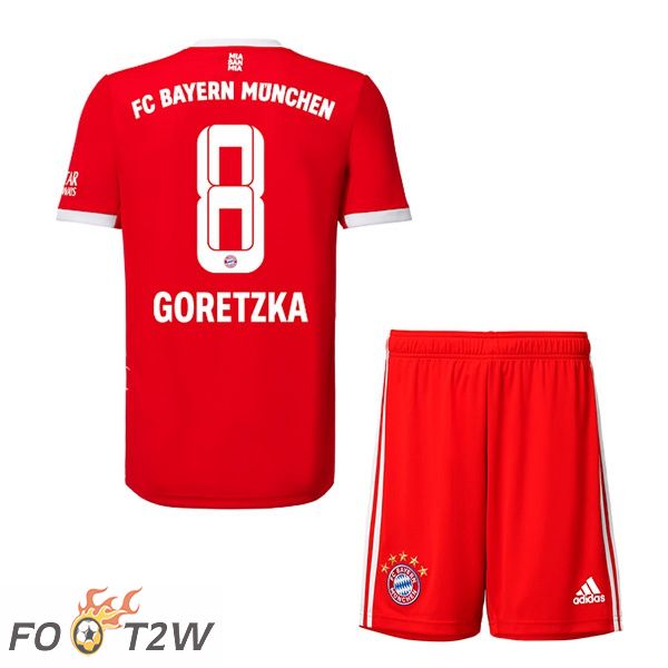 Maillot de Foot Bayern Munich (Goretzka 8) Enfant Domicile Rouge 2022/2023