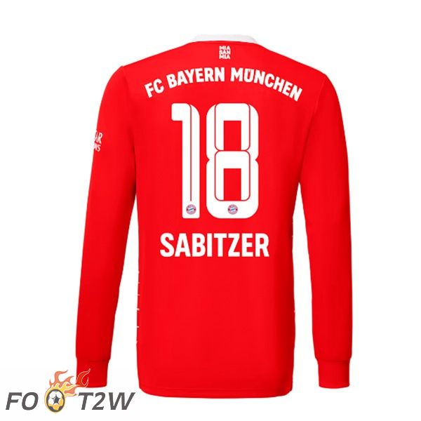 Maillot de Foot Bayern Munich (Sabitzer 18) Domicile Manche Longue Rouge 2022/2023