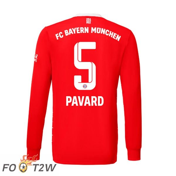 Maillot de Foot Bayern Munich (Pavard 5) Domicile Manche Longue Rouge 2022/2023