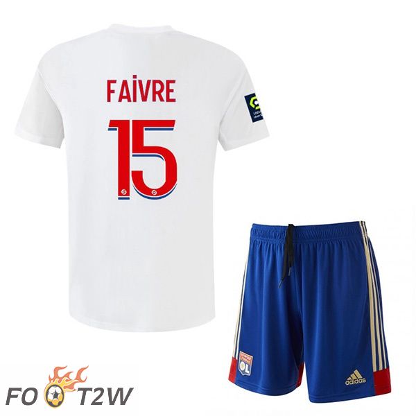 Maillot de Foot Lyon OL (FAIVRE 15) Enfant Domicile Blanc 2022/2023