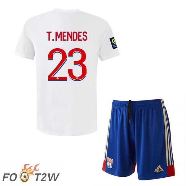 Maillot de Foot Lyon OL (T. MENDES 23) Enfant Domicile Blanc 2022/2023