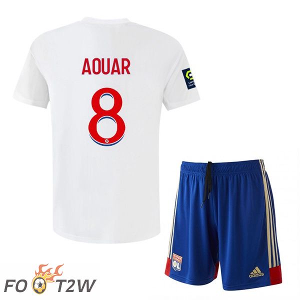 Maillot de Foot Lyon OL (AOUAR 8) Enfant Domicile Blanc 2022/2023