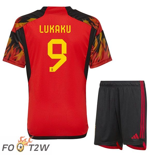 Maillots Equipe De Belgique (LUKAKU 9) Enfant Domicile Rouge 2022/2023