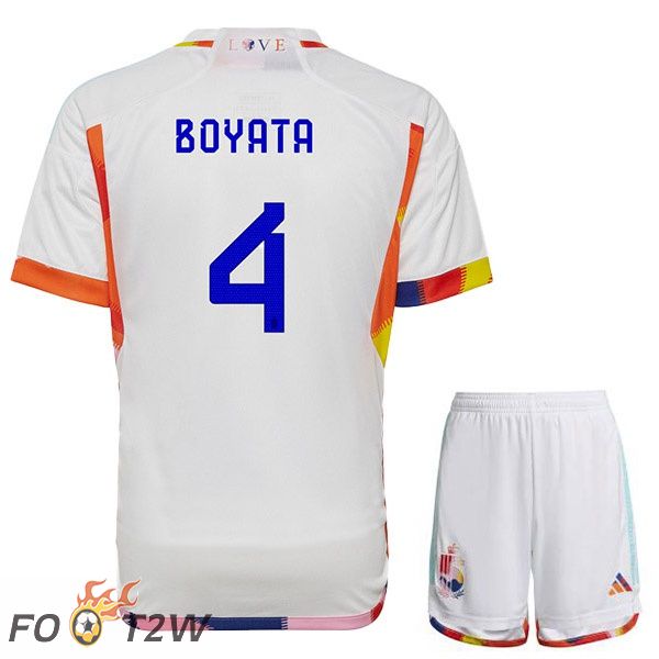 Maillots Equipe De Belgique (BOYATA 4) Enfant Exterieur Blanc 2022/2023