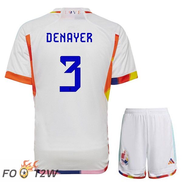 Maillots Equipe De Belgique (DENAYER 3) Enfant Exterieur Blanc 2022/2023